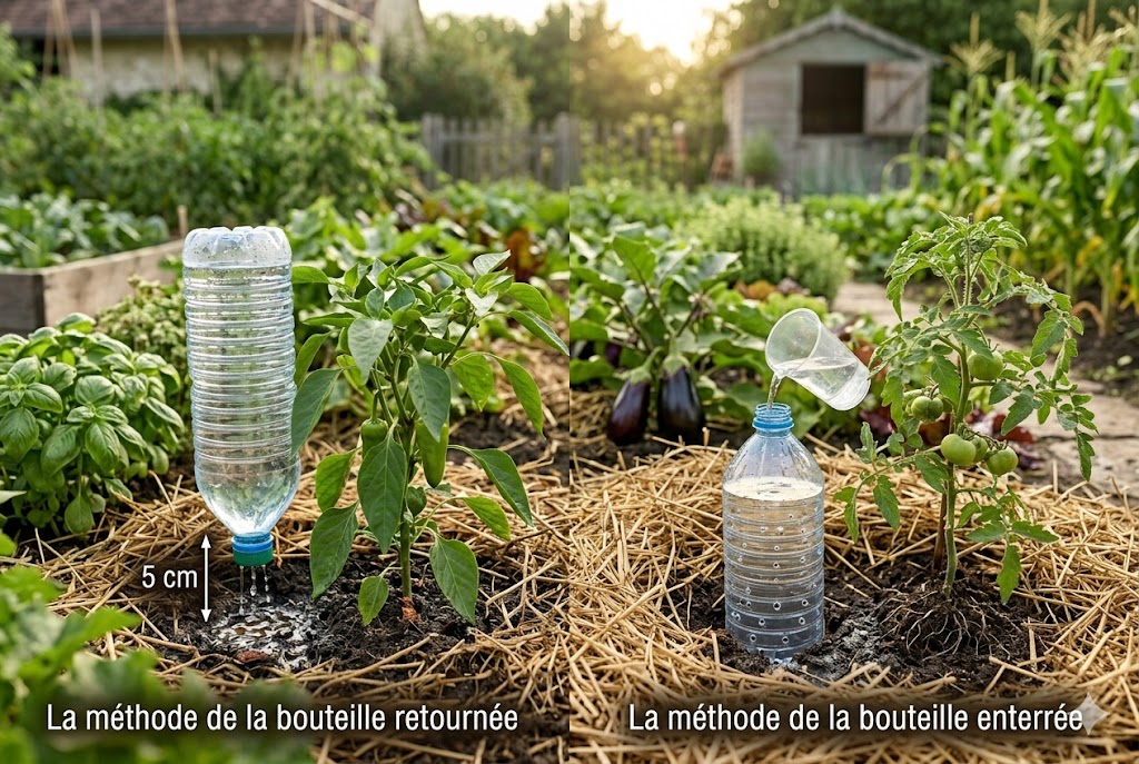 Le goutte-à-goutte avec une bouteille en plastique