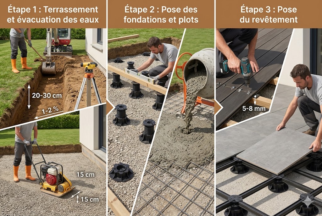 étapes de construction d’une terrasse